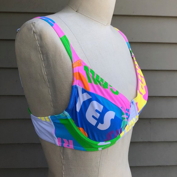 NEW NWT Cynthia Rowley Lola Good Vibes Graphic Bikini Top Bra Bralette Medium - Picture 6 of 15
